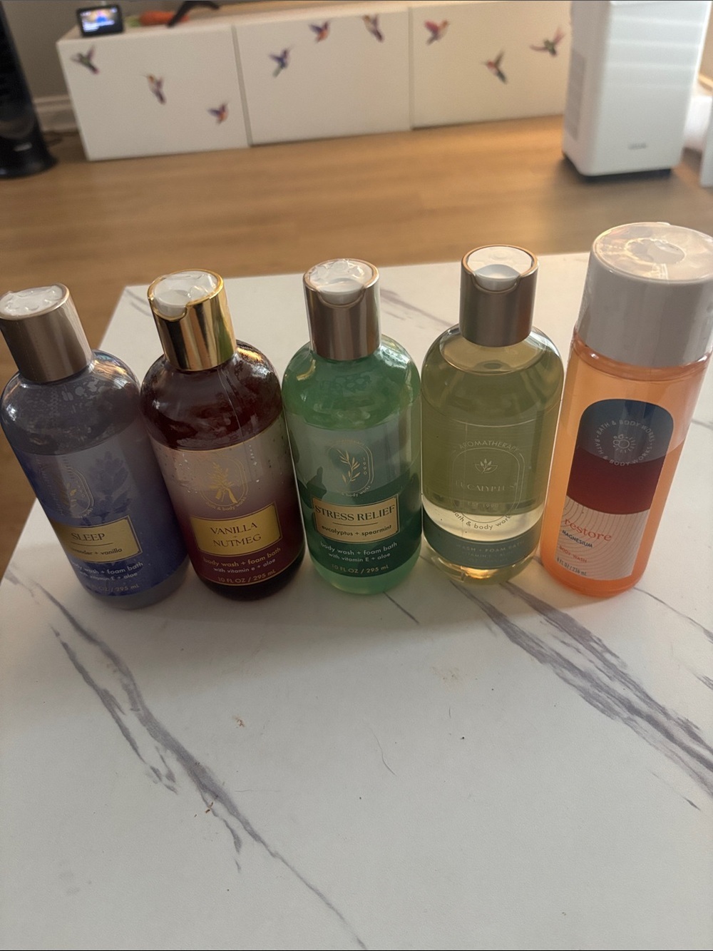 Bath & Body Works Shower Gel Set - Purple, Burgundy, Green, Yellow, Orange